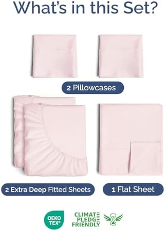 Extra Deep Split King Sheet Set - 5 Piece Cooling Sheets - Lavender Pink