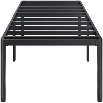 Lutown-Teen 22 Inch High Twin Bed Frames with Rounded Corner Legs, Heavy Duty Metal Twin Platform Bed Frame with Steel Slats Support, No Box Spring Needed, Noise Free, Easy Assembly