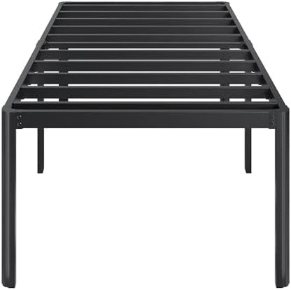 Lutown-Teen 22 Inch High Twin Bed Frames with Rounded Corner Legs, Heavy Duty Metal Twin Platform Bed Frame with Steel Slats Support, No Box Spring Needed, Noise Free, Easy Assembly