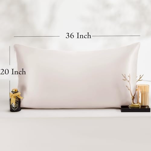 Vielit King Satin Pillowcase for Hair 4 Pack, Similar to Silk Pillow Cases, Easier Care Than Silk Pillowcase, Gifts for Women Men - Beige, 20x36 & Envelope Closure and 2 Satin Scrunchies
