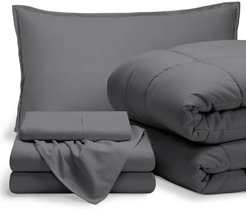 Bare Home Bed-in-A-Bag 5 Piece Set (Twin XL, Grey/Grey)