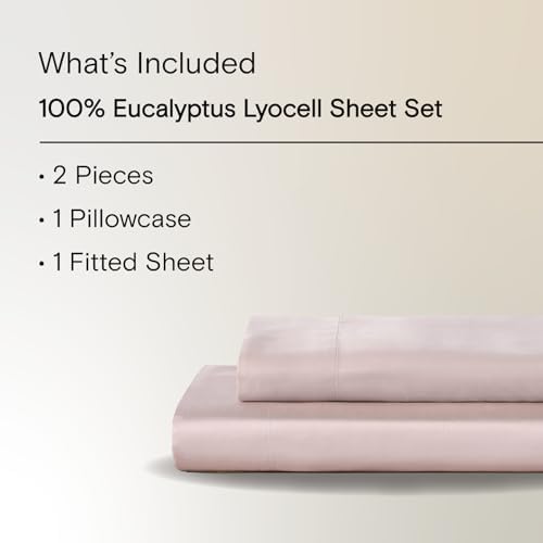 Sijo AiryWeight Tencel Sheet Set, 100% Lyocell Derived from Eucalyptus, Buttery Soft, Architectural Digest Best Cooling Sheets Winner - 2pc - 1 Pillowcase 1 Fitted (Blush, Twin)