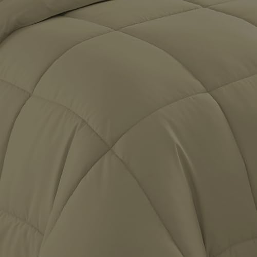 Sweet Home Collection 7 Piece Comforter Set Bag Solid Color All Season Soft Down Alternative Blanket & Luxurious Microfiber Bed Sheets, Sage, Twin XL