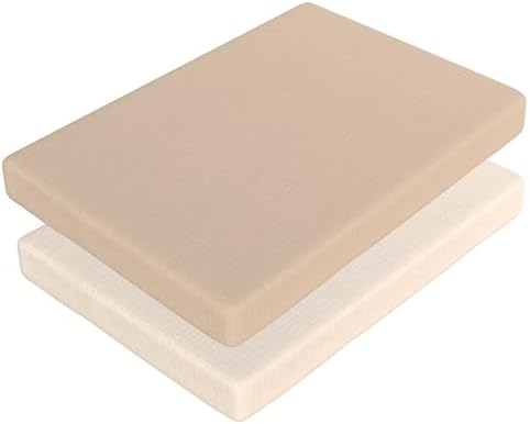 Baby Bassinet Sheets Boys –100% Muslin Bassinet Sheets Rectangle, 2 pc Bassinet Mattress Sheets, 32"x16"x 4", Oeko-TEX Certified, Bedside Bassinet Sheet (Beige + Cream)