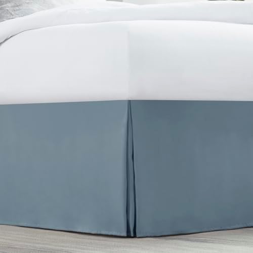 Nestl Stone Blue Twin XL Bed Skirt - Twin XL Size Bed Skirt 14 Inch Drop - Brushed Microfiber Bed Skirts - Hotel Quality Pleated Bed Skirt - Shrinkage & Fade Resistant