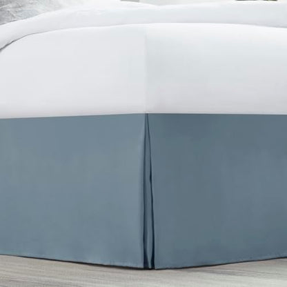 Nestl Stone Blue Twin XL Bed Skirt - Twin XL Size Bed Skirt 14 Inch Drop - Brushed Microfiber Bed Skirts - Hotel Quality Pleated Bed Skirt - Shrinkage & Fade Resistant