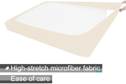 ALYVIA SPRING Twin Box Spring Cover Jersey Knit Stretchy, Beige