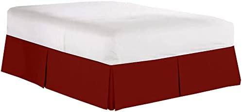 Mattress-Homes Luxury Box Pleated Bed Skirt Split Corners Platform Style Easy Fit Fade & Wrinkle Resistant with Tailored Drop 18 Inch (King, Burgundy)