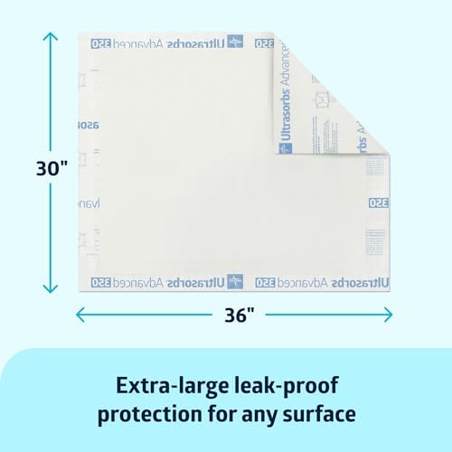 Medline Ultrasorbs Advanced Extra Strength Drypads, 30" x 36", 70 Count, Super Absorbent Disposable Pads, Incontinence Bed Pads, Chucks Bed Pads, Elderly, 350 lb Repositioning Capacity