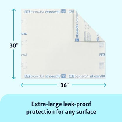 Medline Ultrasorbs Advanced Extra Strength Drypads, 30" x 36", 70 Count, Super Absorbent Disposable Pads, Incontinence Bed Pads, Chucks Bed Pads, Elderly, 350 lb Repositioning Capacity