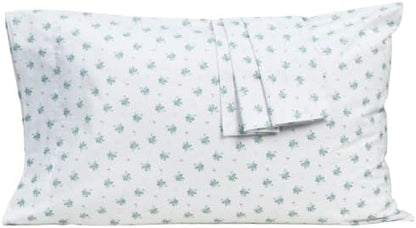 Pillow Cases 100% Cotton Percale King Size Set of 2, Blue Floral