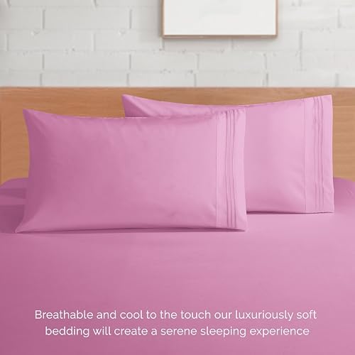 Elegant Comfort 4-Piece Bed Sheet Set - Luxury Bedding 1500 Premium Hotel Quality Microfiber, All Around Elastic 18-24 Inches Deep Fitted Sheet- Extra Deep Pocket Sheets, California King, Light Pink