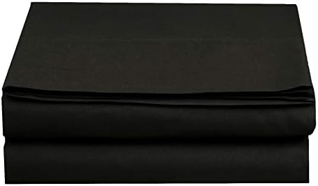 Elegant Comfort Premium Hotel Quality 1-Piece Flat Sheet, Luxury and Softest 1500 Premium Hotel Quality Microfiber Bedding Flat Sheet, Wrinkle-Free, Stain-Resistant, California King, Black