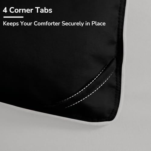 downluxe Full Comforter Set Soft Reversible 3 Pieces, Black/Grey
