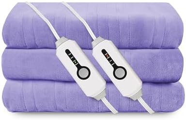 Electric Heated Blanket King Size 90"x100", Dual Controllers, Light Purple