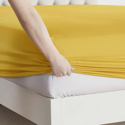 Clara Clark RV Queen Sheets, 6 Piece RV Sheets Set - Hotel Luxury Sheets for RV Bunks, Super Soft Bedding Set, Short Queen,Yellow