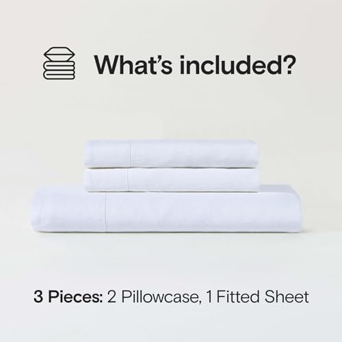 Sijo Stone Washed Organic French Linen Bed Sheet Set, GOTS Certified Organic, Best Cooling Linen Sheet Award by Sleep Foundation, 3 Piece - 2 Pillowcases and 1 Fitted Sheet (Snow, Full)