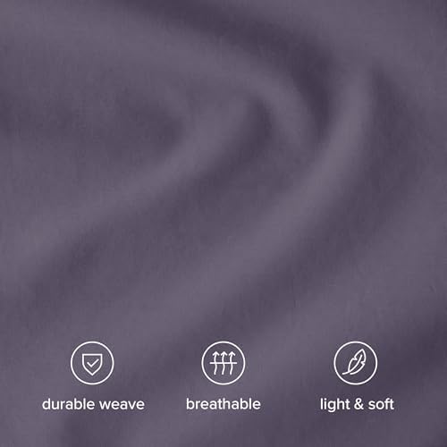 Bare Home 100% Organic Cotton California King Duvet Cover Set - Crisp Percale Weave - Lightweight & Breathable - Cooling Duvet Cover Set (California King, Dusty Purple)