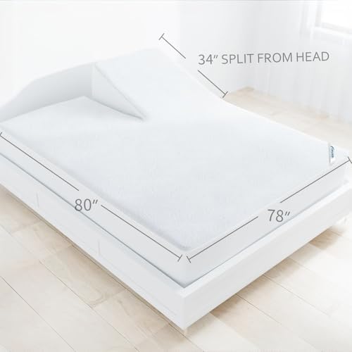 Split Head King Size Mattress Protector Waterproof,34" Top Split from Head