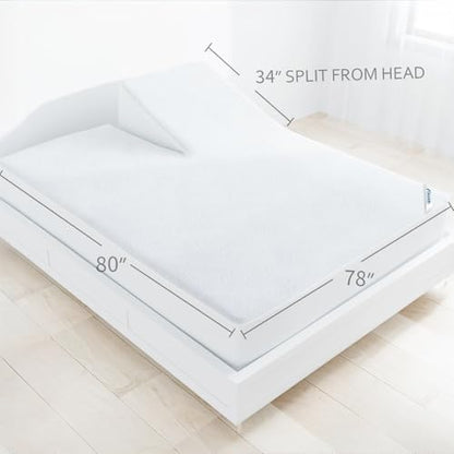 Split Head King Size Mattress Protector Waterproof,34" Top Split from Head