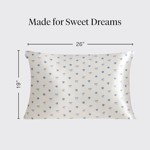 Kitsch Satin Pillowcase - Size 19x26, Pearlized Cream & Coastal Blue Print