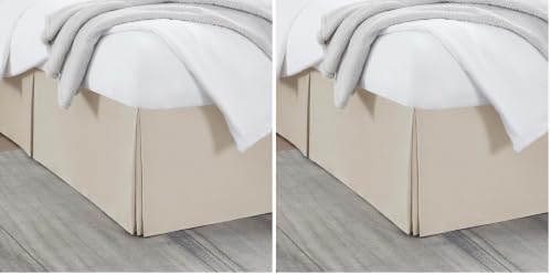 Nestl Linen Bed Skirt Queen Size - Queen Bed Skirt 14 Inch Drop - Brushed Microfiber Bed Skirts - Hotel Quality Pleated Bed Skirt - Shrinkage & Fade Resistant (Pack of 2)