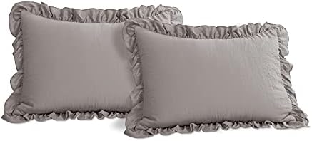 Lush Decor Reyna Ruffle Comforter Set - 3 Piece Cozy Ruffled Bedding Set - Timeless Elegance and Comfort for Dorm Room - Full/ Queen, Gray