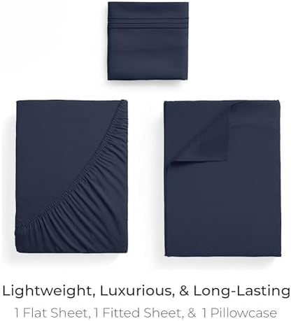 Mellanni Iconic 3-Piece, Ultra Soft Sheet Set (Twin XL, Navy Blue)