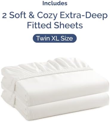 CGK Linens 2 Pack Extra Deep Twin XL Fitted Sheets - Antique White