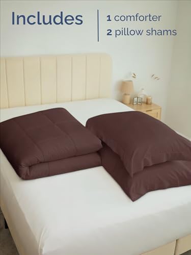 King Comforter Set - Brown/Beige Bedding for All Seasons - 3 Piece Bed Set