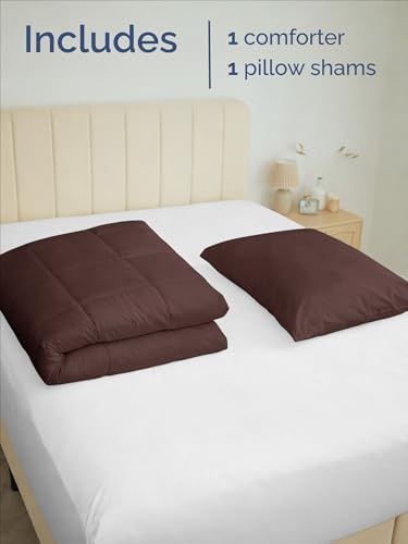Twin Comforter Set - Brown/Beige Bedding for All Seasons - 2 Piece Bed Set