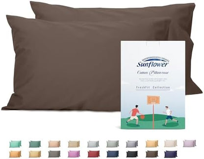 Sunflower Queen Pillowcases Set of 2, 100% Cotton Pillow Cases, Mocha Taupe