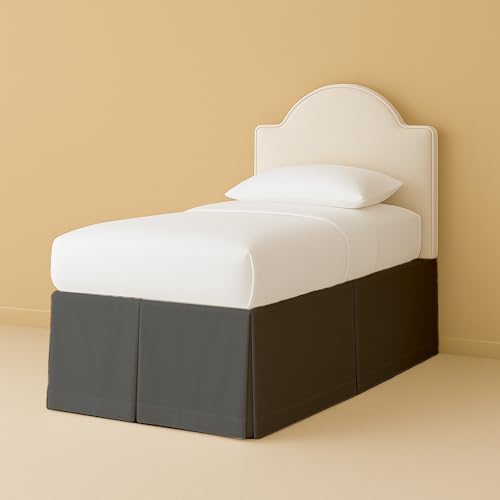 eBeddy Linens Split Corner Dorm Bed Skirt Twin XL – 42 Inch Drop, 100% Microfiber, Extra Long Bed Skirt for College Dorm, Platform Style, Dark Grey Solid, Hidden Storage Solution, Easy Fit