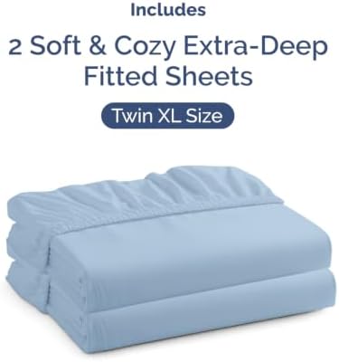 CGK Linens 2 Pack Extra Deep Twin XL Fitted Sheets - Sky Blue