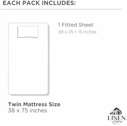 Linen Home 100% Cotton Percale Twin Size Fitted Sheet only, Oil Green