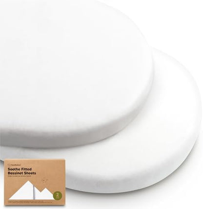 2pk Organic Baby Bassinet Sheets Boys, Girls, Fitted Sheet (Soft White)