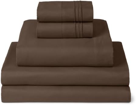 Mellanni Iconic 5-Piece, Ultra Soft Sheet Set (Split King, Brown)