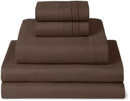 Mellanni Iconic 5-Piece, Ultra Soft Sheet Set (Split King, Brown)