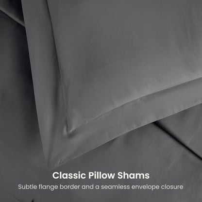 BIOWEAVES 100% Organic Cotton King Duvet Cover Set, 3-Piece, 300 Thread Count Sateen Weave GOTS Certified Comforter Cover with Buttoned Closure and 2 Pillow Shams – Stone, 104x90 inches