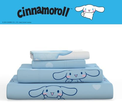 Cinnamoroll Bedding Super Soft Cozy Microfiber 4 Piece Queen Sheet Set, (Officially Licensed Product) By Franco Collectibles