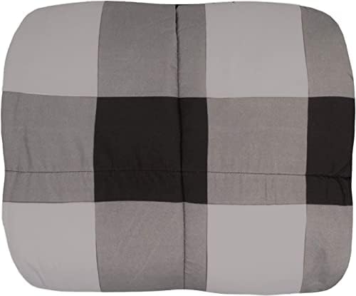 7 Piece Comforter Set Bag Solid Color All Season Soft Down Alternative Blanket & Luxurious Microfiber Bed Sheets, Queen, Buffalo Plaid Black/Gray