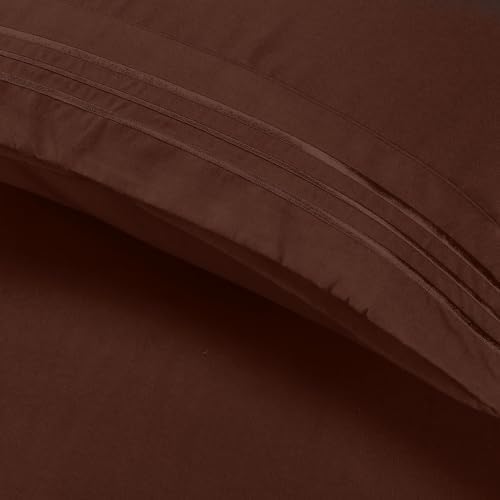 Elegant Comfort Luxury 4-Piece Bed Sheet Set - Luxury Bedding 1500 Premium Hotel Quality Microfiber, Wrinkle Resistant Cool & Breathable, Easy Elastic Fitted, Full, Brown