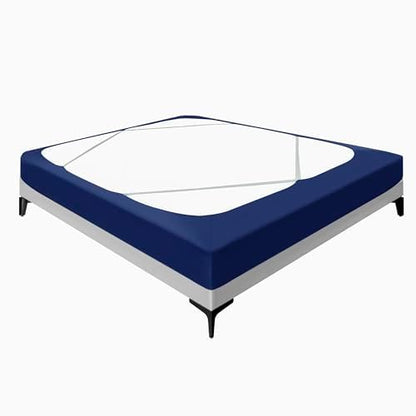 Box Spring Cover Queen Size-Navy Stretch Wrap Around 4 Sided Bed Skirt