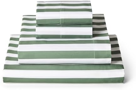 Mellanni Iconic 4-Piece, Ultra Soft Sheet Set (King, Oxford Stripe Sage)