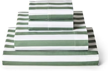 Mellanni Iconic 4-PC, Ultra Soft Sheet Set (Cal King, Oxford Stripe Sage)