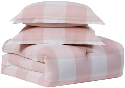 Twin Comforter Set with Sheets - 5-Piece Bedding Collection - 1 Comforter, 1 Fitted Sheet, 1 Flat, 2 Pillowcases - Deep Pocket - Soft & Premium Quality - Ideal for All Seasons, Checkered Box Blush