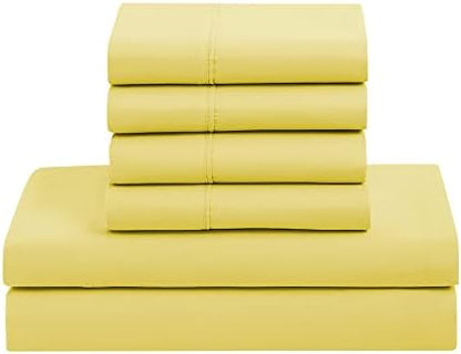 King Size Comforter Set with Sheets - 7-Piece Bedding Collection - 1 Comforter, 1 Fitted Sheet, 1 Flat, 4 Pillowcases - Deep Pocket - Soft & Breathable Premium Quality - Ideal for All Seasons, Yellow