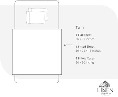 Linen Home 4 Piece Twin Size 100% Cotton Percale Sheet Set, Baby Blue