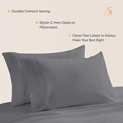 800 Series King Pillow Cases Set of 2, Sateen, Dark Grey