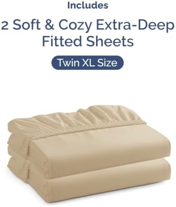 CGK Linens 2 Pack Extra Deep Twin XL Fitted Sheets - Cream
